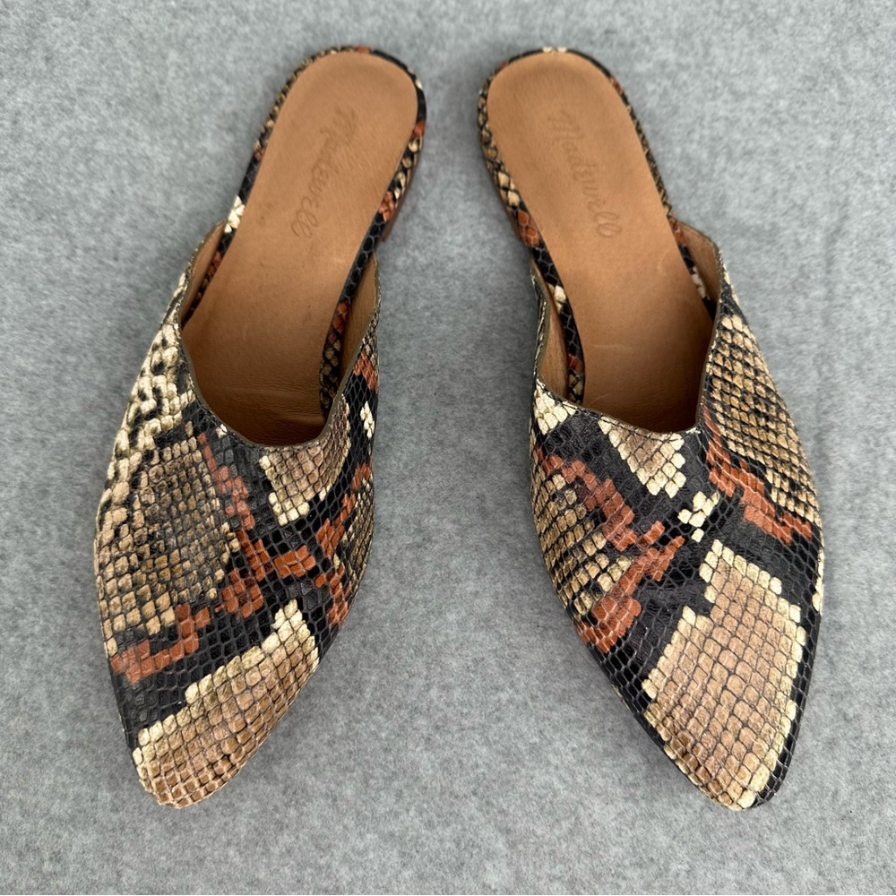 Madewell Remi Mules in Snake Embossed Leather Spiced Cider Multi Colorway Size 8 - Picture 4 of 9